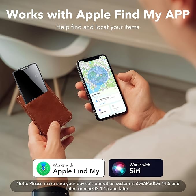 2026 New [Apple MFi Certified] Slim Wallet Tracker Card 0.09in for Apple Find My (iOS Only), GPS Tracker Card (2 Pack) for Airtag Wallet, Wireless Charging, Key Finder and Item Locator for Passport