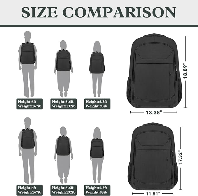 Travel Laptop Backpack, 17 Inch Extra Large Laptop Backpack For Men Women, Airline Approved Big Backpacks for Business Work College School Computer Bag, Travel Daypack Bag Gifts for Men, Black