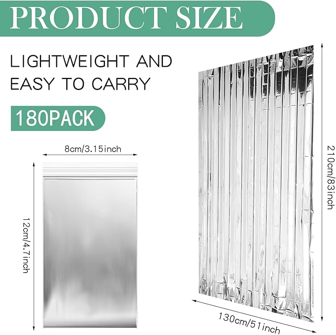 Macarrie 180 Pack Emergency Foil Thermal Blankets Silver Foil Survival Blanket Space Blanket Kit for Outdoors, Camping, Hiking, Homeless, First Aid