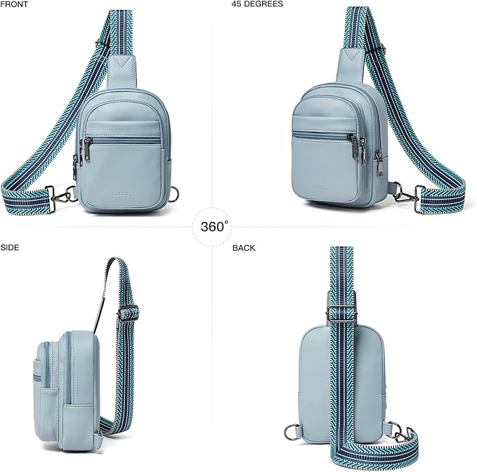 3L SMALL Sling Bag Fanny Packs For Women Men Mini Crossbody Chest Belt Travel Bag Purse Handbag Faux Leather Fashion Cute Light Grey