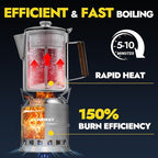 CANWAY Percolator Coffee Pot & Portable Camping Stove Set for Backpacking Hiking Stainless Steel Mini Wood Burning Stove 9 CUP Camping Stovetop Coffee Maker Outdoor Home with Carry Bag