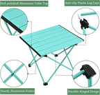 Grope Portable Camping Table with Aluminum Table Top, Folding Beach Table Easy to Carry, Prefect for Outdoor, Picnic, BBQ, Cooking, Festival, Beach, Home (Sky Blue-L)