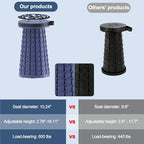 ALEVMOOM 2025 Upgraded 18.1" Collapsible Stool with Cushion & Carry Bag, 600lbs Max Weight Portable Telescoping Stool, More Sturdy Lightweight Retractable Seat Folding Chair for Camping & Outdoors