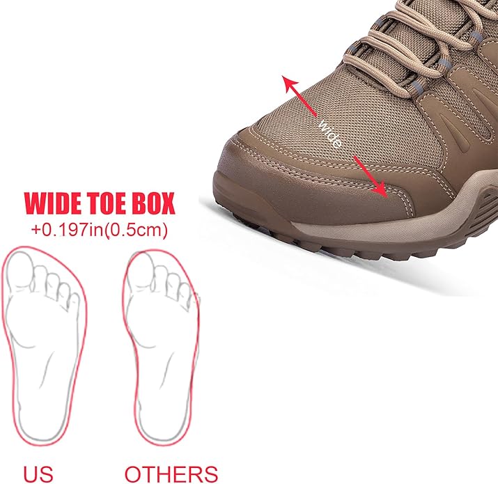 Grand Attack Men's Waterproof Hiking Shoes Lightweight Approach Trekking Comfortable Backpacking Boots Non Slip Work Shoes Outdoor Camping Travel Sneakers