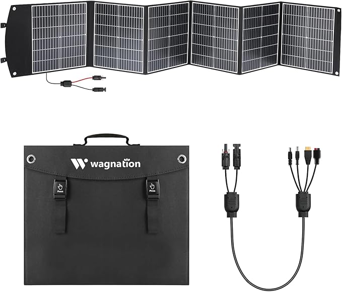 200 Watt Portable Solar Panel, Foldable Solar Panel Charger with Kickstands, QC3.0 USB-A USB-C & MC4 Output for Phone/Power Bank/Power Station, IP65 Waterproof for Camping Hiking RV Blackout