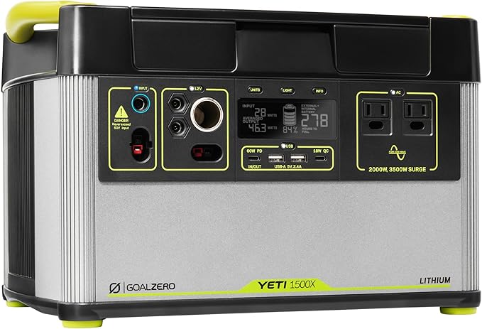 Goal Zero Yeti Portable Power Station - Yeti 1500X w/ 1,516 Watt Hours Battery Capacity, USB Ports & AC Inverter - Rechargeable Solar Generator for Camping, Travel, Outdoor Events, Off-Grid & Home Use