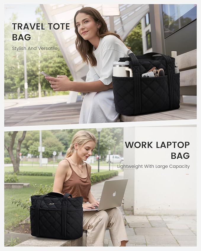 LOVEVOOK Puffer Tote Bag for Women, Puffy Work Handbag, Travel Shoulder Carry On Bag with Zipper for Teacher Nurse Gym