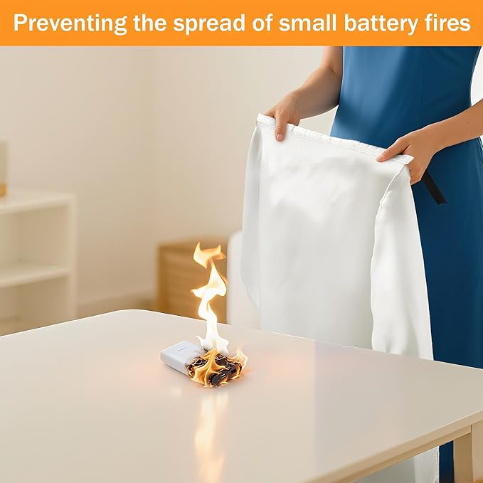 Mondoshop Silicone Fire Blanket for Home - 40"x40" Emergency Fire Blankets for Kitchen, Fire Retardant Blankets for Car, Camping, Grill, Office, Warehouse, School, Picnic