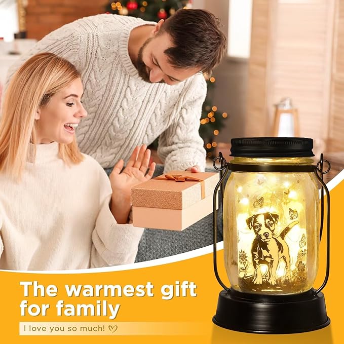 Jack Russell Terrier Gifts for Women/Men Jack Russell Terrier Solar Lanterns Mom Birthday Dog Lovers Lantern Pet loss Pet Memorial Lights Solar Garden Decoration for Yard, Patio,Backyard,Porch Torches