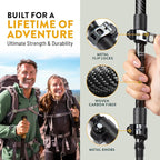 100% Carbon Fiber Trekking Poles by USA Brand - Ultra Strong Lightweight Collapsible Hiking Poles with Cork and EVA Foam Grips & Quick Adjustable Flip Locks