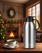 2 PCS Thermal Coffee Carafe 102 oz / 3L - Up to 36 Hours Hot, Insulated Stainless Steel Airpot for Hot Liquids, Coffee Carafes For Keeping Hot Coffee for Parties -Large Carafe Flask(Black/Silver)