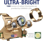 DanForce Camouflaged Headlamp Ultra Bright USB Rechargeable Head lamp. Tactical Head Flashlight Designed Especially for Hunting & Fishing. LED Headlamps LUMINUS 1080 Lumens Headlight with Red Light