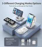 3 in 1 Magnetic Wireless Charging Station for Apple Devices, Fast Foldable Travel Mag-Safe Charger Stand with Night Light for iPhone 17 16 15 14 13 12 Series, Apple Watch/AirPods Pro, White