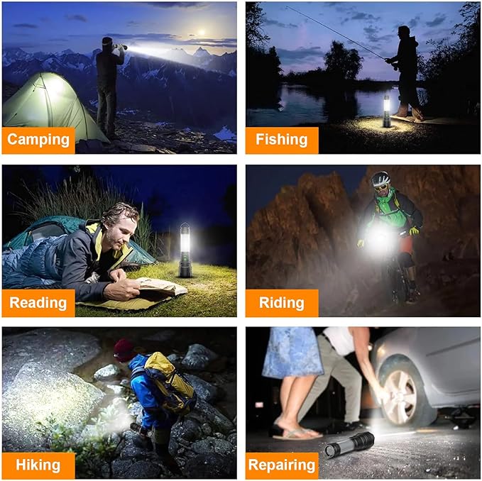 Rechargeable LED Flashlight Lantern 2000 High Lumens - with Camping Lanterns, Long Range LED Super Bright Flashlight for Camping, 5 Mode, High Powerd Heavy Duty Zoomable Waterproof Tactical Flashlight