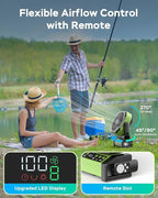 Camping Fan with Light, 20000mAh Rechargeable Battery Operated Fan, 112H Max Cooling Time, 8 Speeds, Digital Display, Remote Control, 270°Pivot with Hook for Tent Car RV Power Outage Hurricane