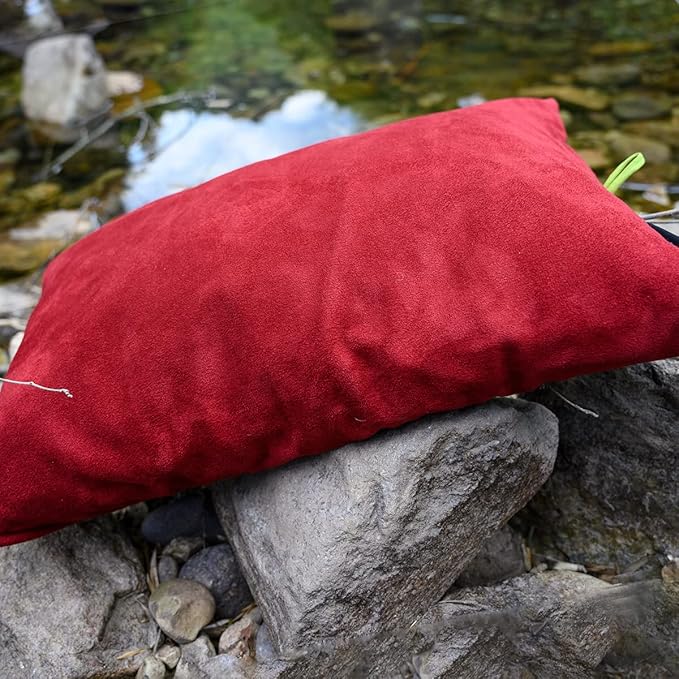 ZOOOBELIVES Down Filled Camping Pillow for Travel, Washable Soft Cover, Small Camp Cushion for Neck & Lumbar Support On-The-Go, Ultralight & Compressible for Hiking Backpacking - AlpliveS2046