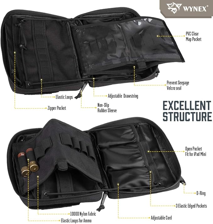 WYNEX Tactical Admin Pouch With Tri-Fold Open Design, MOLLE Tool Pouch, First Aid Pouch, EDC Utility Pouches, Tools Bag Attachment Organizer - Includes U.S.A Flag Patch