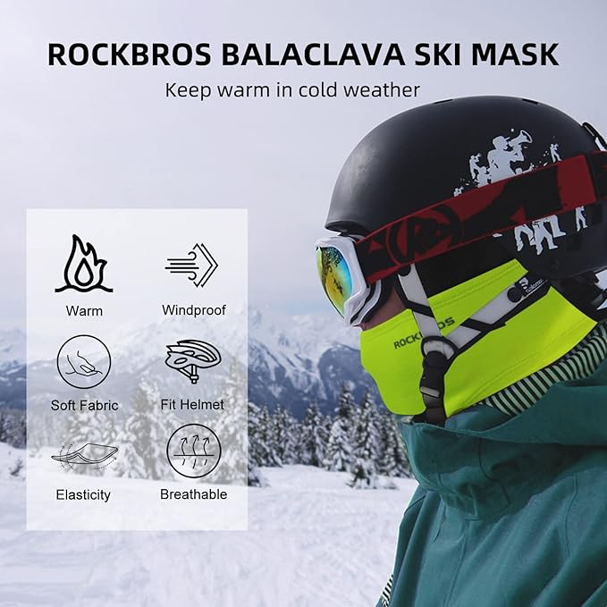 ROCKBROS Cold Weather Balaclava Ski Mask for Men Windproof Thermal Winter Scarf Mask Women Neck Warmer Hood for Cycling