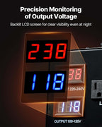 VEVOR Voltage Auto Converter Transformer, 6000VA, Heavy Duty Step Up/Down Power Transformer, 110V to 220V and 220V to 110V, with 3 US Outlets, 3 EU Outlets, LCD Display, Circuit Breaker Protection
