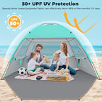 Venustas Beach Tent Sun Shelter for 3/4-5/6-7/8-10 Person, UPF 50+ UV Protection Beach Canopy, Lightweight and Easy Setup Cabana, Portable Shade Tent