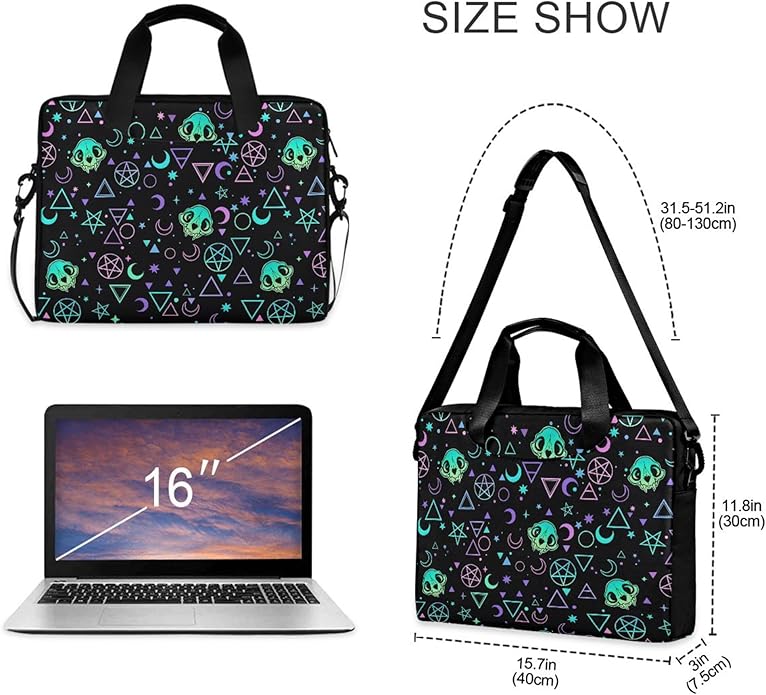 MNSRUU Laptop Bag for 15.6 inch Black Gothic Bats