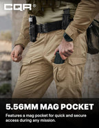 CQR Men's Flex Ripstop Tactical Pants, Water Resistant Stretch Cargo Pants, Lightweight EDC Hiking Work Pants