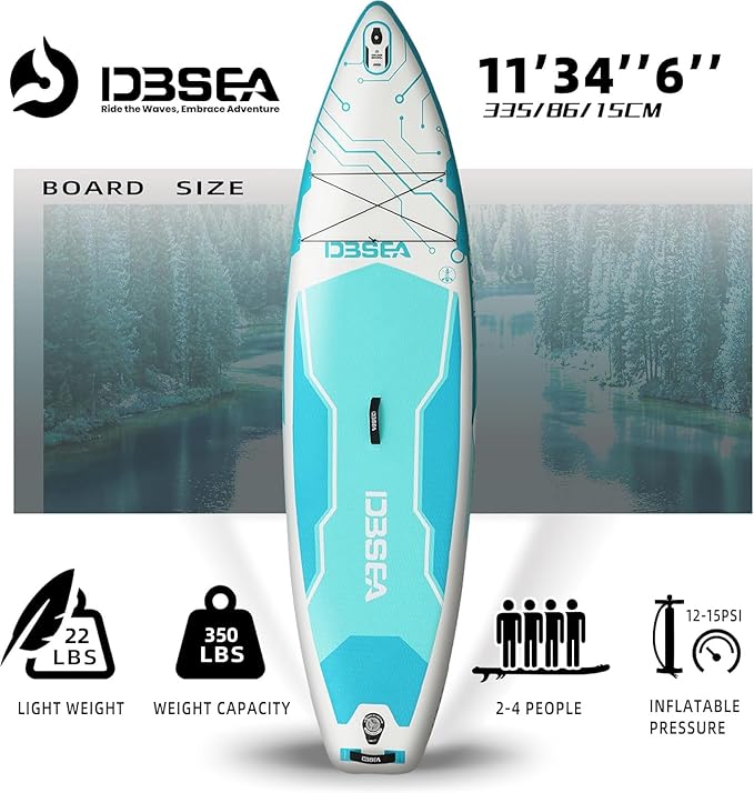 11 ft Extra Wide Inflatable Paddle Board with Accessories, Stand Up Paddleboard for 2 Person, All Around SUP Board for Adults, Fishing, Yoga