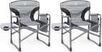 EVER ADVANCED Lightweight Folding Directors Chairs Outdoor, Aluminum Camping Chair with Side Table and Storage Pouch, Heavy Duty Supports 350LBS