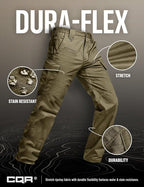 CQR Men's Flex Ripstop Tactical Pants, Water Resistant Stretch Cargo Pants, Lightweight EDC Hiking Work Pants