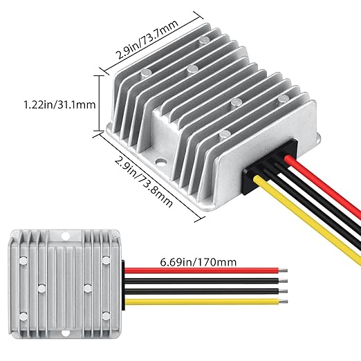 LeMotech DC 48v/72v to 12v Converter 10A 120W Step Down Converter Voltage Reducer IP68 Waterproof Transformer for Golf Cart Truck Boat Vehicle