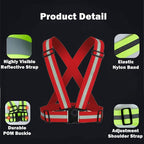 Reflective Strap Safety Vest Gear - 2-10 Pack Adjustable High Visible Reflective Running Gear for Women Men Night