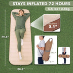 Thick Luxury Self Inflating Single Sleeping Pad with Solid Foam| Portable Inflatable Roll Up Camping Air Mattress 3.1" Thick | Adult Ourdoor Camping Rooftop Tent Van SUV