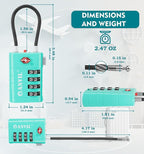 ANVIL 4 Digit Luggage Locks, TSA Locks for Luggage, Advanced TSA008 core, Alert Indicator for Your Travel Lock, Suitcase Lock.(3, Cyan)