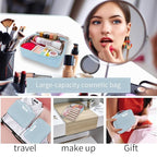 Queboom Travel Makeup Bag Cosmetic Bag Makeup Bag Toiletry bag for women and men (Blue-3pcs)