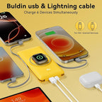 Magnetic 10000mAh Portable Charger for iWatch & iPhone, 22.5W USB C Fast Charging Wireless Power Bank Built-in Cables and Wall Plug, External Travel Battery Pack Compatible with iOS Android Devices