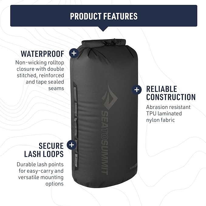 Sea to Summit Big River Dry Bag, Heavy-Duty Dry Storage, 35 Liter, Jet Black