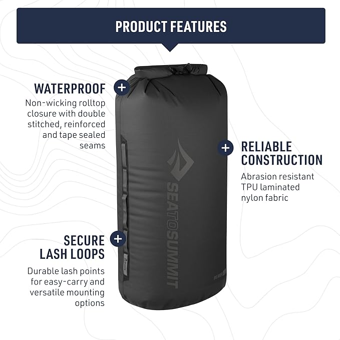 Sea to Summit Big River Dry Bag, Heavy-Duty Dry Storage, 20 Liter, Jet Black