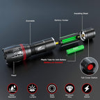HAUSBELL A100 LED EDC Flashlights High Lumens,Bright, Zoomable, Waterproof, Powerful, Emergency Tactical LED Flashlights for Home and 5 Modes, Flashlight for Camping Gear、Hiking、Walking（2Pack）