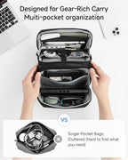 LUGGEX Large Travel Tech Pouch, CBX01 Cable Organizer Bag with Strap for Kindle, Chargers, Cord, Double Accessories & Water Resistant