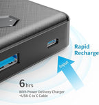 Portable Charger, Slim 20000mAh PD 20W Power Bank, USB C in&Out Fast Charging Battery Pack,iPhone 17 16 15 14 13 Samsung S22 S21 Google iPad etc Black