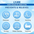 LYJEE Motion Sickness Bands Sea Sickness Wristbands Adjustable Acupressure Nausea Wristband/,Natural Relief of Nausea Headaches,Anxiety,Sleep Aid, Morning Sickness,Motion Sickness-(Black+Blue)