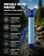 Water Filter, Portable Water Filter Straw, Emergency Survival Filtration System, Lightweight Personal Water Purifier, Includes 480ml Reservoir & Tube, for Hiking, Camping, Travel (1)