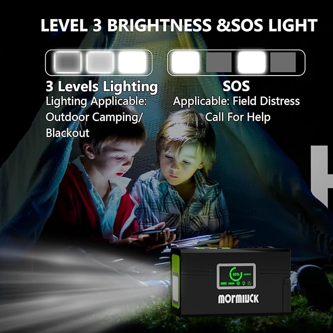 Portable Power Station 127W (Peak 150W),88.8Wh Solar Generator(Solar Panel Optional), Power Supply with 110V AC Outlet, 1*Type-C, 2*QC3.0, Solar Powered Generator for Emergency Backup, Camping