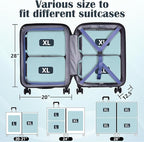 Extra Large Compression Packing Cubes for Travel Essentials, 2 Set Expandable Travel Cubes for Packing Compression Bags Luggage Suitcase Organizer, Blue