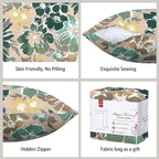 Magpie Fabrics Patio Pillow Covers ONLY 18"x18", Set of 2, Fade-Resistant Outdoor Indoor Cushion Cases Decorative Throw Pillowcase Shell for Couch Garden Furniture - Green Floral