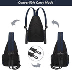 MOSISO Sling Backpack Travel Hiking Daypack, Crossbody Convertible Sling Bag with Front Pocket One Shoulder Chest Bag