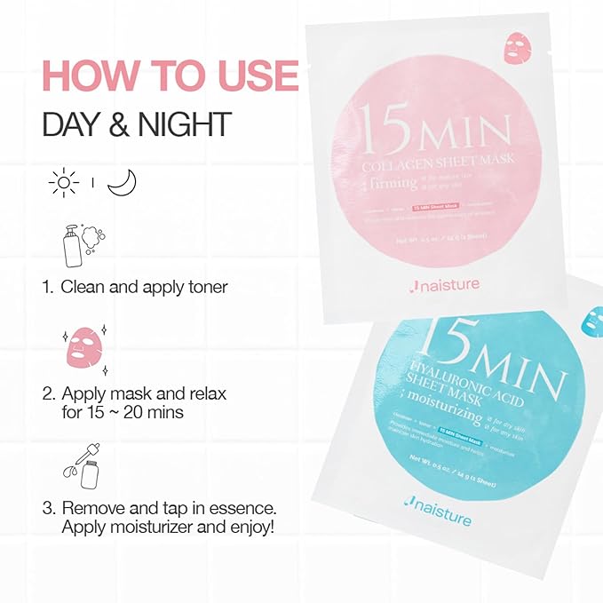 Naisture 15 Min Pamper Me Kit Duo Pack Korean Spa Skincare Gift Sets for Women-Head to Toe with Hair, Face, Eye, Hand, & Foot Masks (14 pcs)