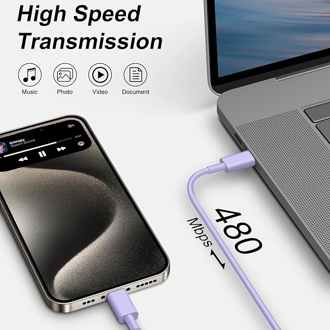 iPhone 17 16 15 Charger Fast Charging 10FT - 20W USB C Charger Block with 10FT Type C to C Cable Compatible with iPhone 17/17 Pro/17 Pro Max/Air/16/16e/15, iPad Pro, iPad Air (Purple)