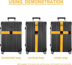 Luggage Straps for Suitcases TSA Approved Travel Belt 4 Pack by Chelmon (Yellow)