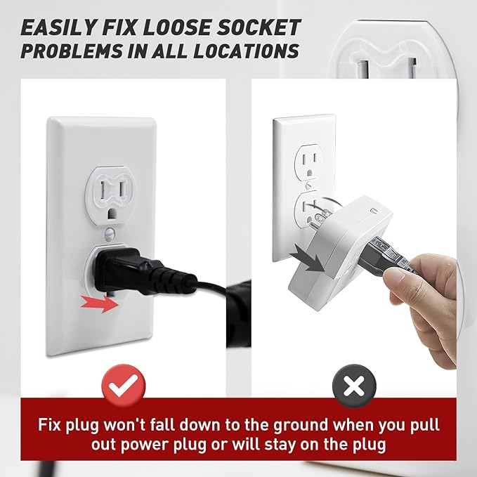 30-Pack Loose Outlet Fix Plug - Ensure Secure Connection for Power Plugs - Socket Extender Prevents Loose Socket Issues - Easily Fix Loose Outlets - Won't Fall Out or Cut Off Electricity
